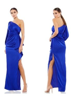 Mac Duggal One-Shoulder Cobalt Blue Evening Gown